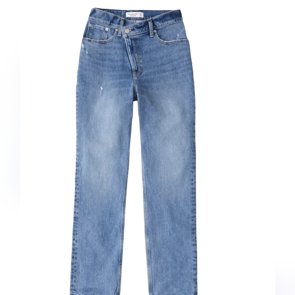 ABERCROMBIE & FITCH The 90's Straight Ultra High-rise Criss-cross Waist Size 27L